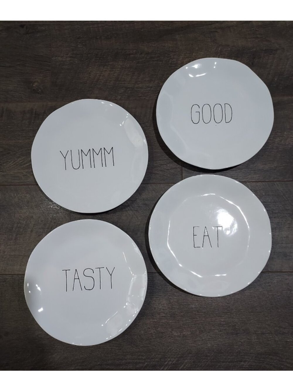 Dishes Parini 4 Piece Ceramic 10 Inch Plate Set White Black Tasty Yum Cottagecor
